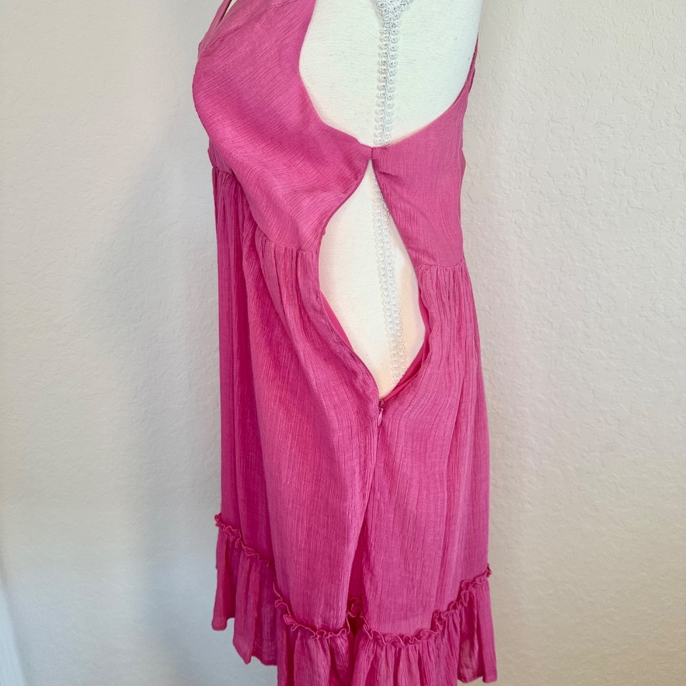 New In, Lattice Open Back Sleeveless Ruffled Mini Dress, Size S - Picture 7 of 11